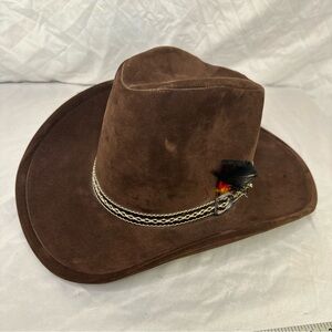 Vintage Bailey U-Rollit Brown Felt Western Cowboy Hat Feather  Band Size 7 1/4